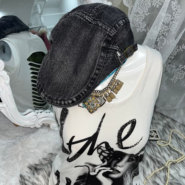 빈티지 데님 헌팅캡