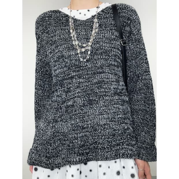 빈티지 차콜 울 니트 스웨터