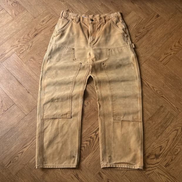 [32]칼하트 USA 빈티지 페이딩 브라운 더블니 워크 팬츠