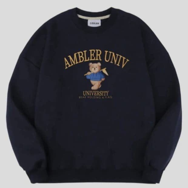 엠블러 곰돌이 자수 기모 맨투맨