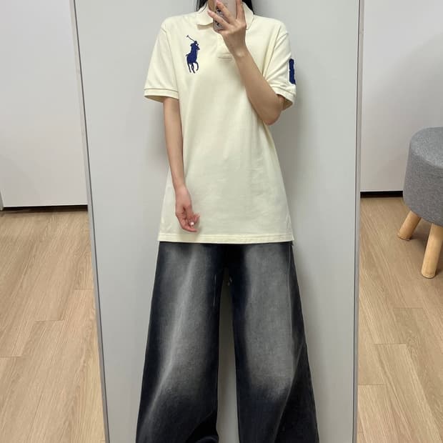폴로 랄프로렌 빅포니 아이보리 카라 반팔 티셔츠