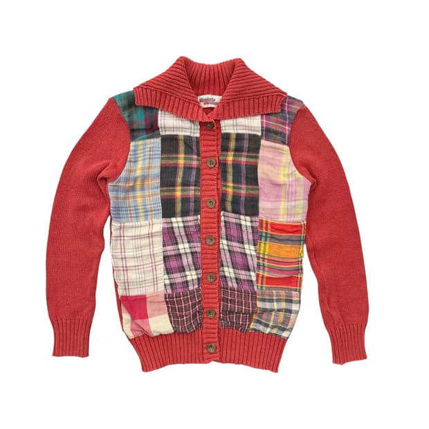 히스테릭글래머 패치워크 니트 가디건 레드