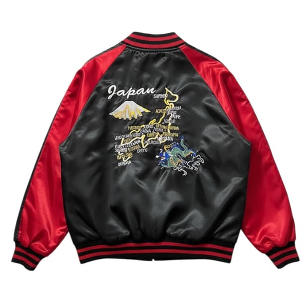 Japanese Oriental Dragon x Map  Sukajan 