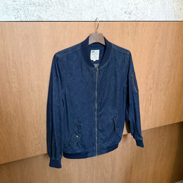 빈티지 데님 집업 블루종 자켓 MA-1 포켓 디테일 레귤러핏 인디고