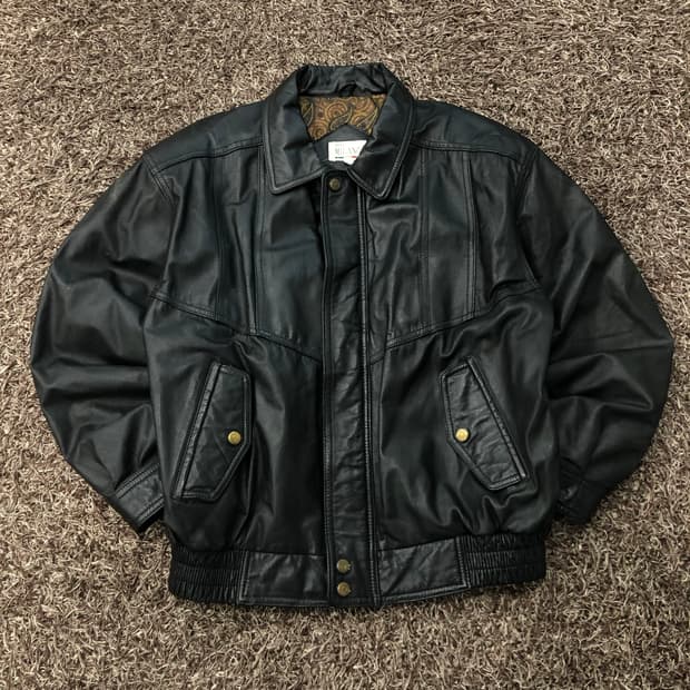 빈티지 소가죽 봄버 레더 가죽 자켓