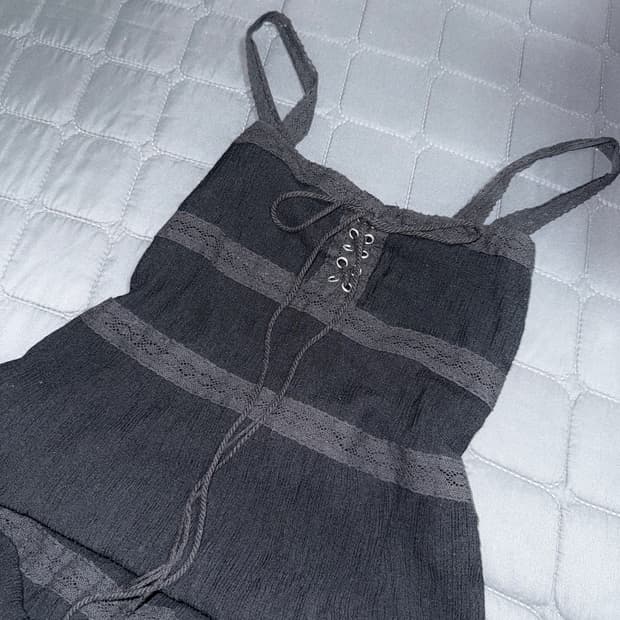VINTAGE 블랙 아일렛 롱원피스 고스 펑크 갸루