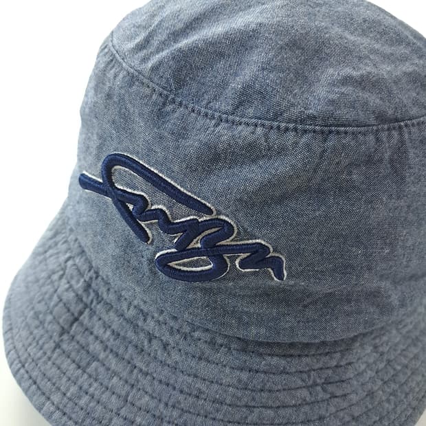 CK479 푸부 90s 올드스쿨 블루 데님 빅로고 자수 버킷햇