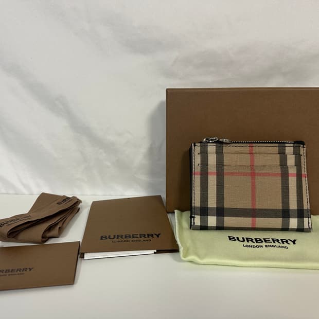 버버리 빈티지 체크 지퍼 카드지갑 (OS)