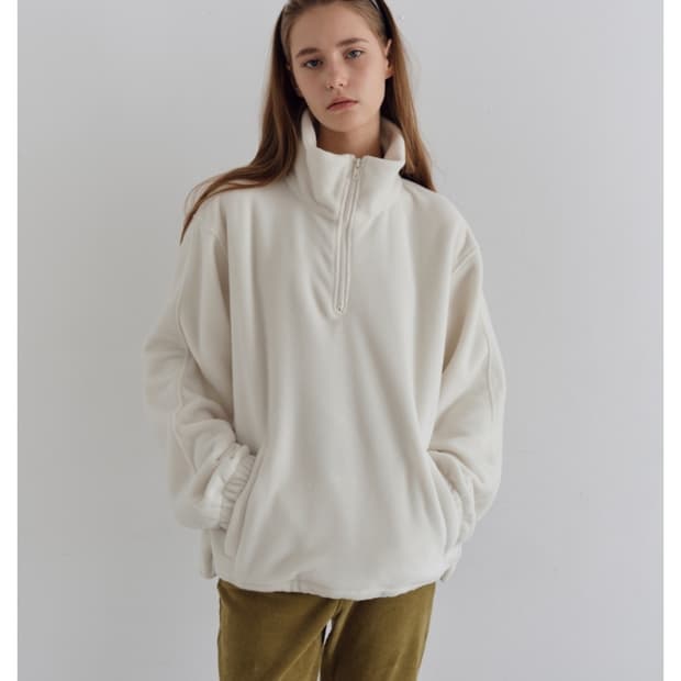 더릴 플리스 하프집업 아이보리