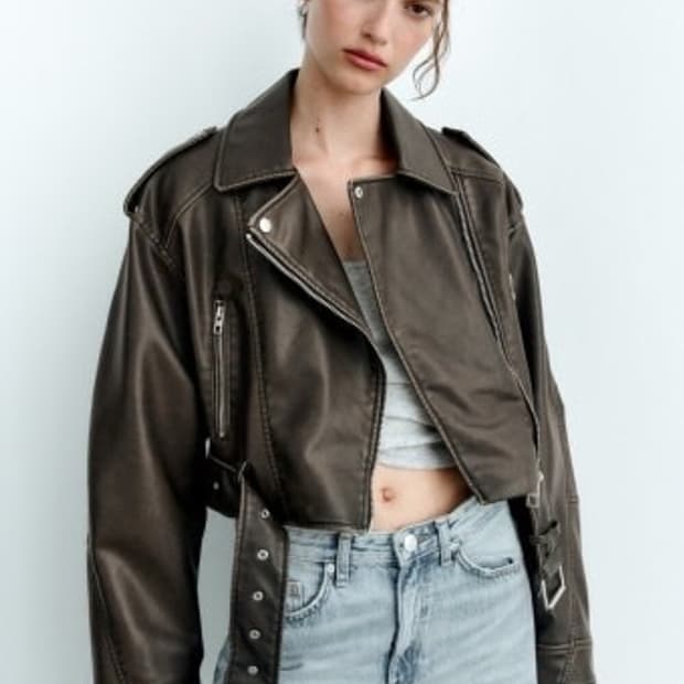 자라 에코 레더 바이커 자켓