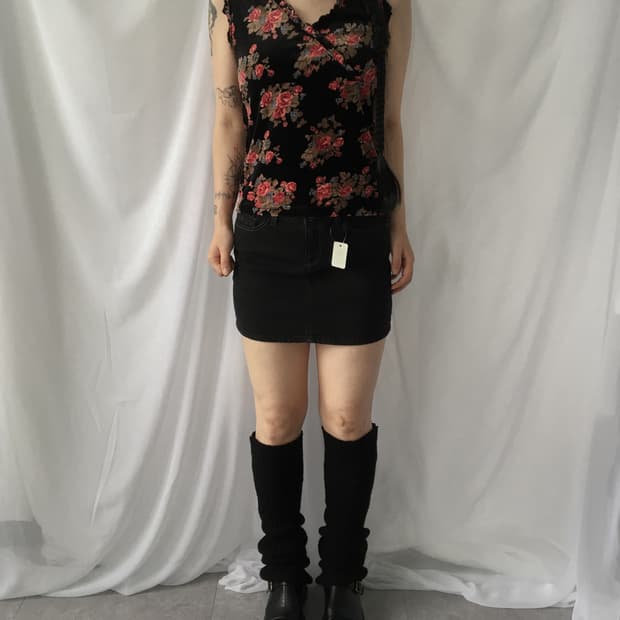 Flower pattern velvet sleeveless