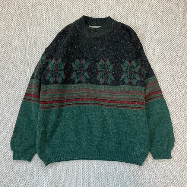 8~90s 유럽빈티지 자카드 파리지안 패턴 니트 스웨터