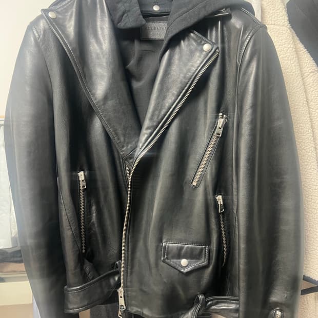 올세인츠 후드탈부착 레더자켓