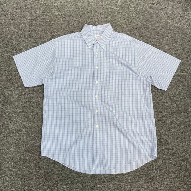 브룩스브라더스 체크 반팔셔츠 p985