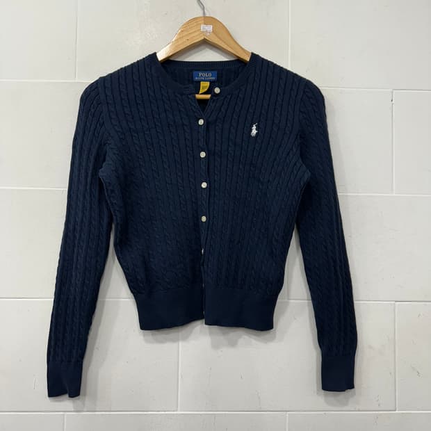 폴로 꽈배기 니트 가디건
