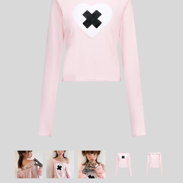샵페어리 cross heart cut off t-shirt 라이트 핑크 