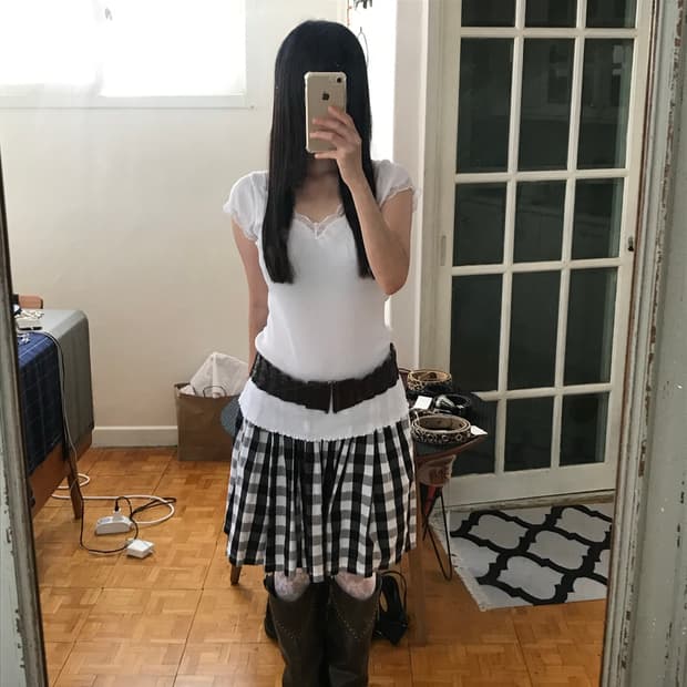 vintage check pattern skirt
