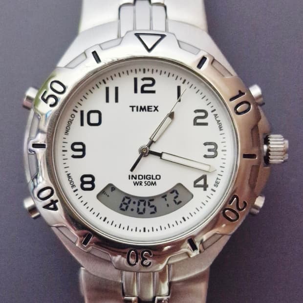 빈티지 타이맥스 아나디지 인디글로 메탈시계 