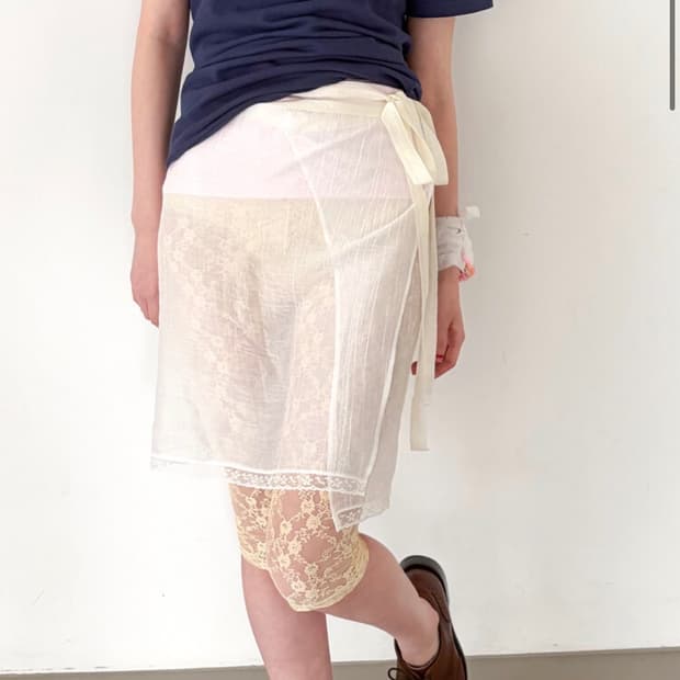 구함) 샵페어리 Sheer Wrap Skirt 랩 스커트