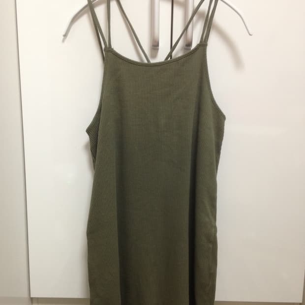 Khaki Rib Mini Dress