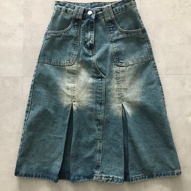 Vintage pleats denim skirts