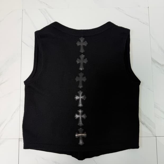 새상품급 크롬하츠 레더패치 캐시미어 파파 베스트 자켓 M