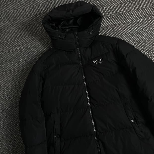 게스 덕다운 후드 롱패딩 블랙  y 3899