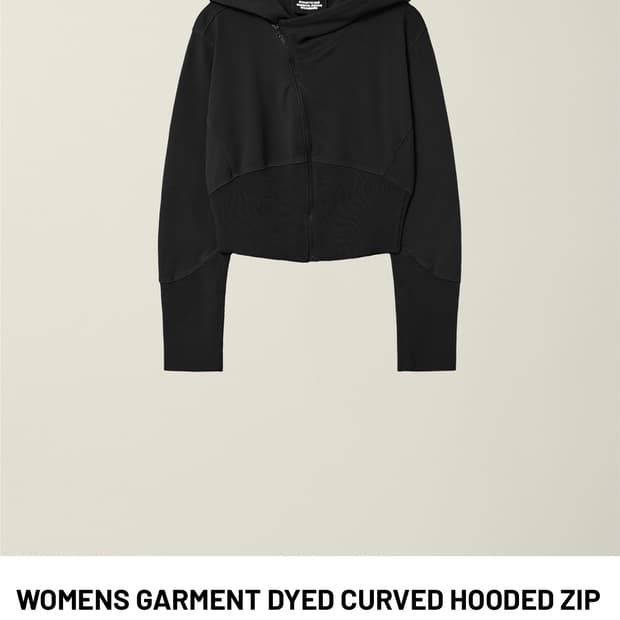 ee womens curved hooded zip black