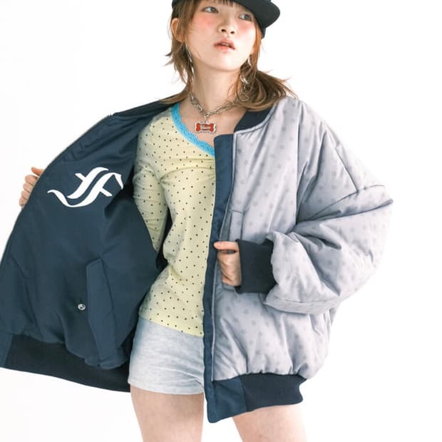 Patch bomber paded jacket