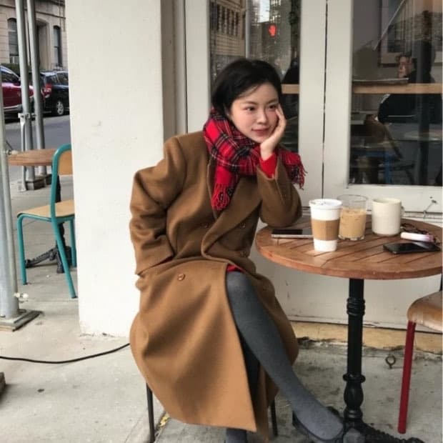 위드아웃썸머 클래식 더블 울 코트 브라운 위아썸