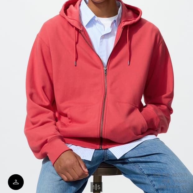 유니클로 후드집업m 스웨트풀집파카 레드 빨간색