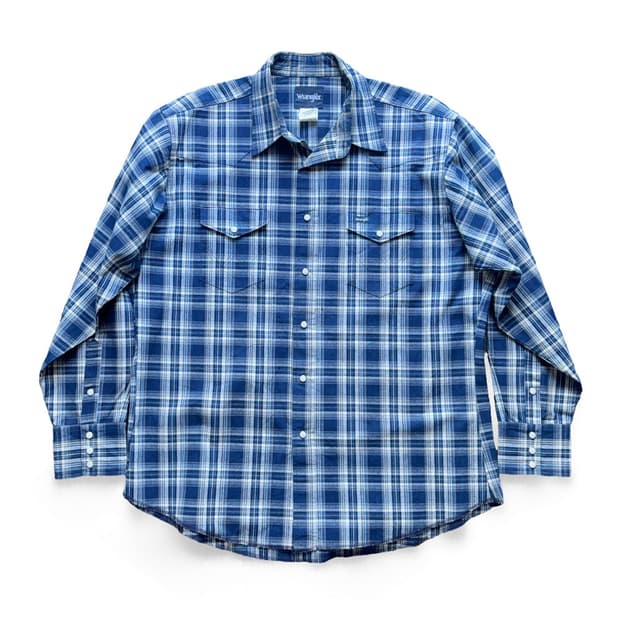 랭글러 Wrangler 블루 체크 웨스턴 셔츠