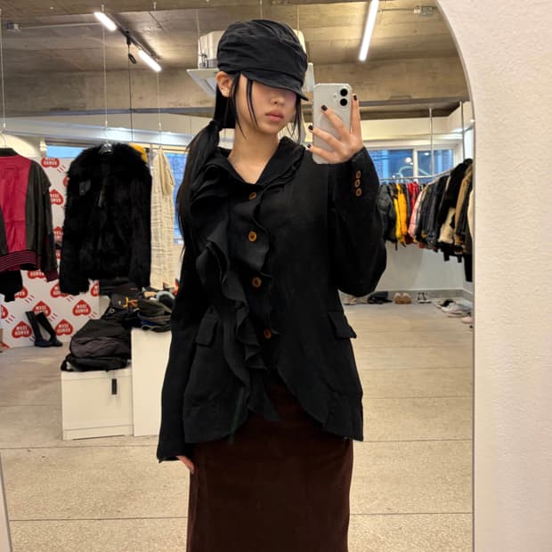 Comme des Garcons Ruffle Detail Black Ja