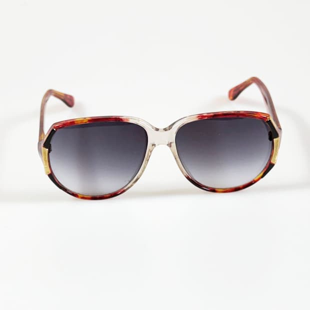 90s 투톤 토터스쉘 클리어 오벌 스퀘어 빈티지 선글라스