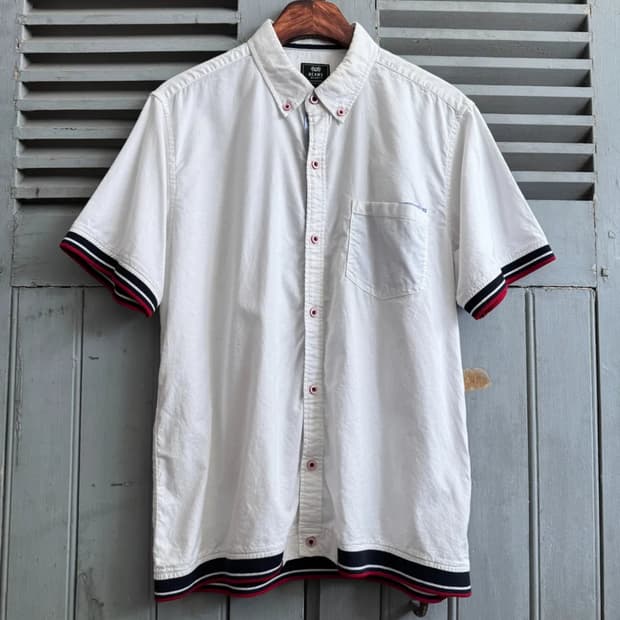 [L]BEAMS 빔즈 버튼다운 옥스포드 반팔 셔츠