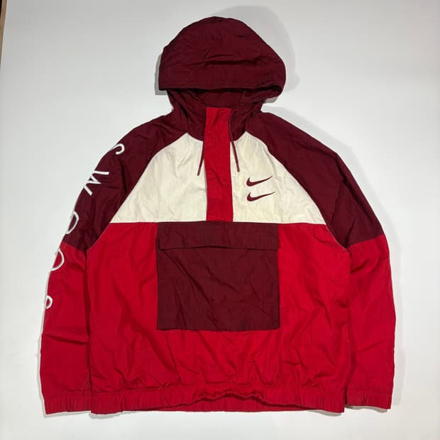 나이키 레드 배색 아노락 바람막이