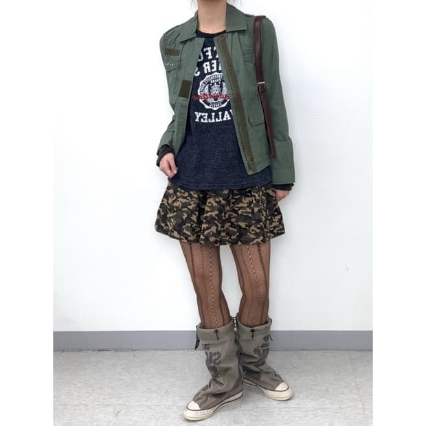 빈티지 카모 스커트 y2k