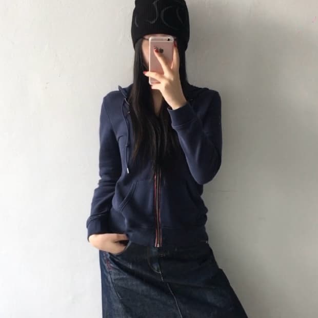 타미힐피거 로고 후드집업