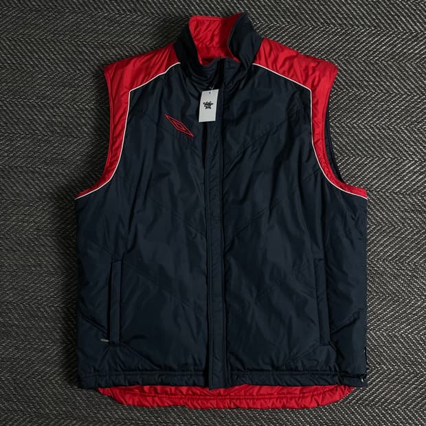 00s 엄브로 올드스쿨 양면 패딩 베스트o 3220