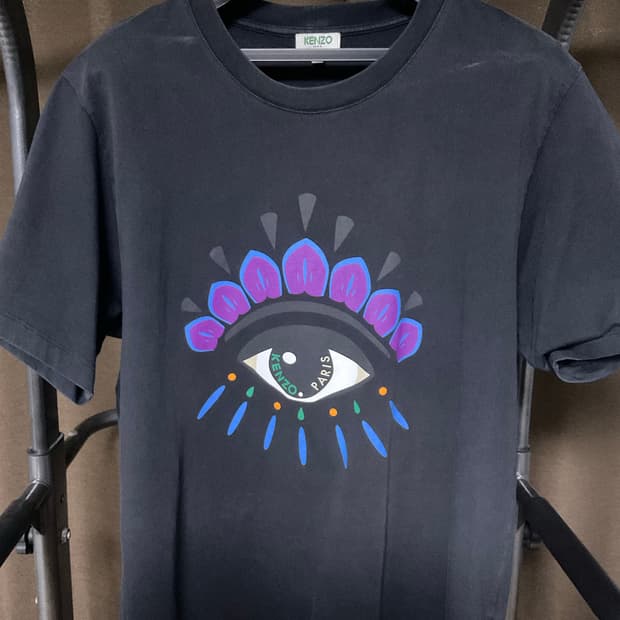 겐조 빅아이 자수 반팔 티셔츠 블랙