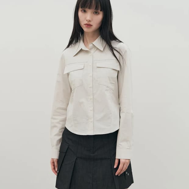 시스에이 투 포켓 슬림 셔츠 [beige]