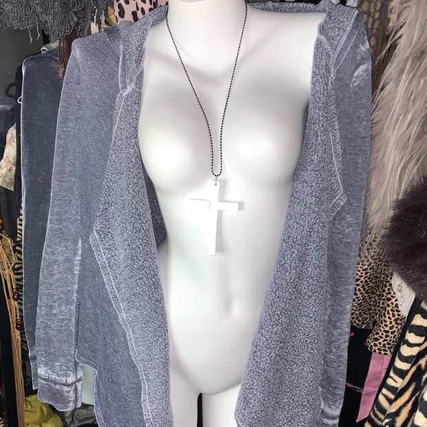 데님st 그런지 기모후드 가디건