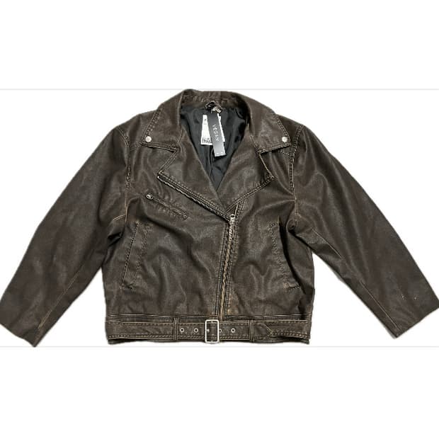 H&M 레더 라이더 자켓 브라운