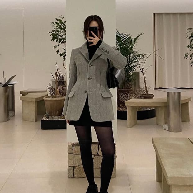 앤유 해링본 울자켓 판매 (새상품)