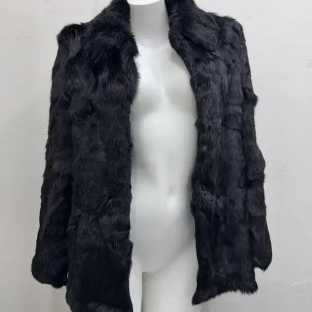 빈티지 블랙 샤기 퍼자켓