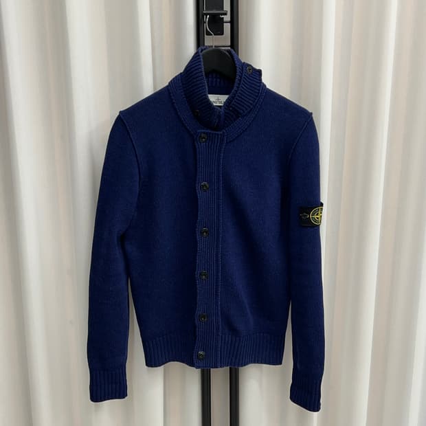 스톤아일랜드 버튼집업 니트 가디건 네이비 ( M)