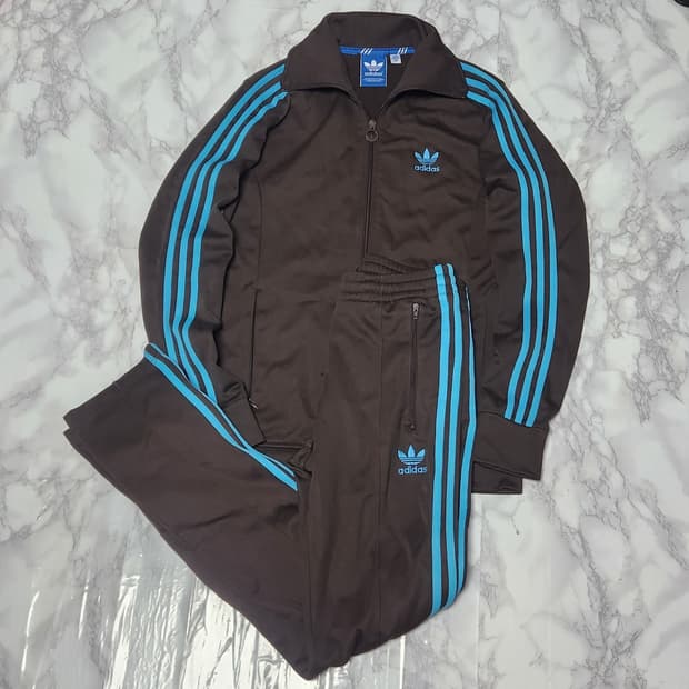 아디다스 삼선 브라운민트 트레이닝 져지 세트 자켓 바지