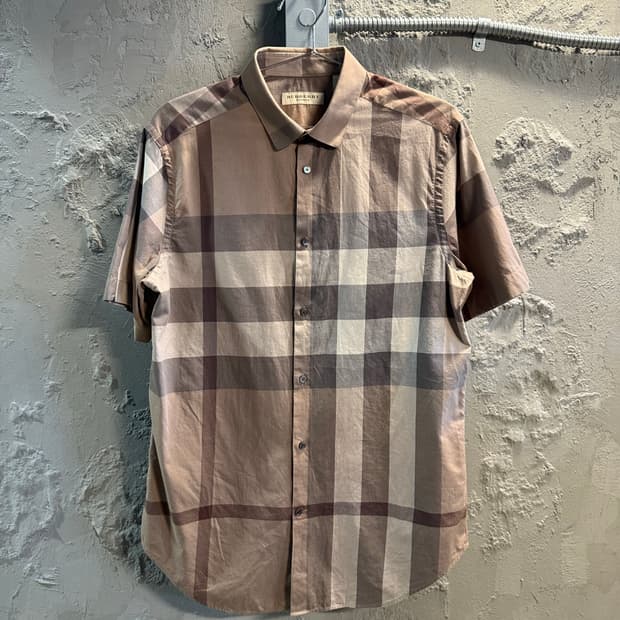 버버리 BURBERRY 런던 체크 반팔 셔츠 베이지 M