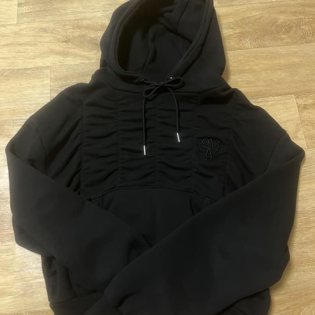 김미더영 크롭 후드티