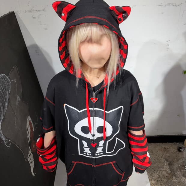Skelanimals 스켈애니멀즈 킷 더 캣 지뢰계 멘헤라 후드 집업 